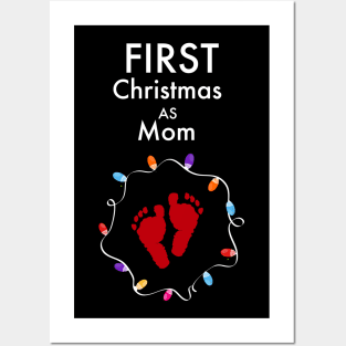 First Christmas as mom black Posters and Art